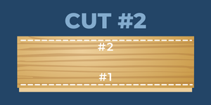 Graphic of the second cut in a flooring board replacement